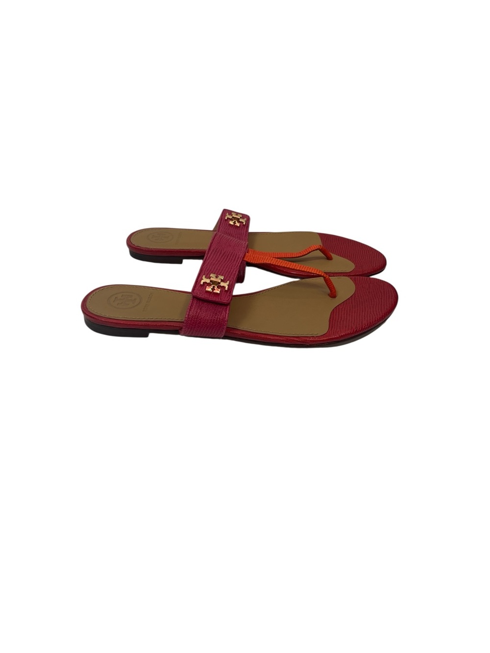 Tory Burch Kira Colorblock Embossed Leather Thong Sandals Flip Flops Size 7.5 - Picture 4 of 4